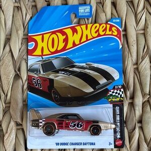 1969 Gold Dodge Charger Daytona Hot Wheels Race Car Racer 56 HotWheels New 2026